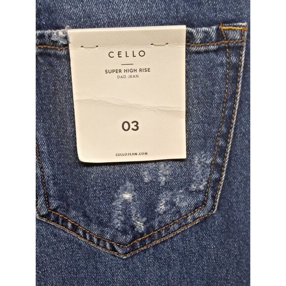 NWT Cello Dad Jeans Super High Rise Sz 3 Distressed destroyed ripped baggy blue - Picture 13 of 16